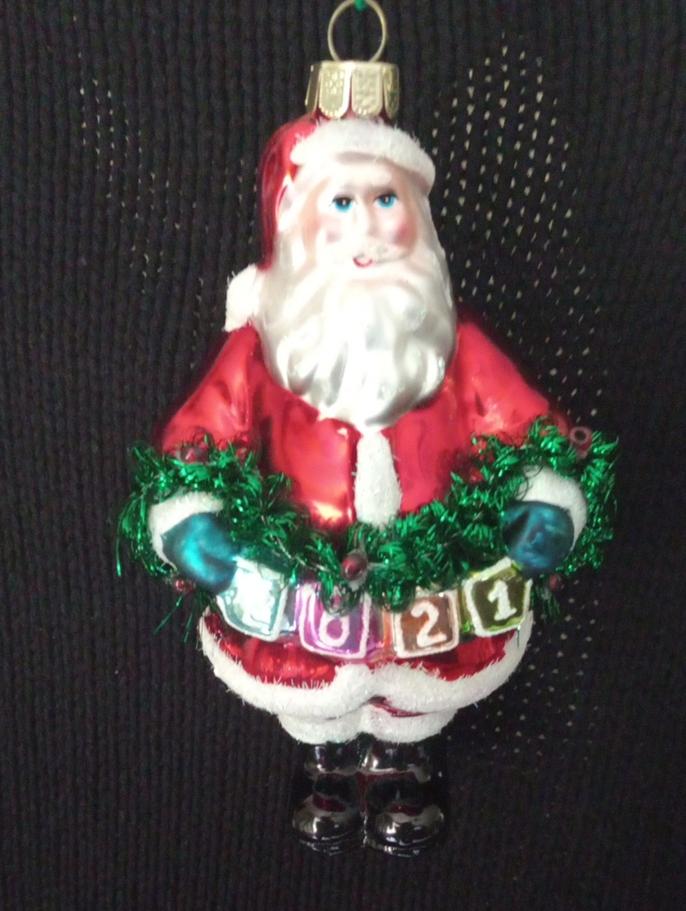 2021 Commemorative Santa Claus Blown Glass Ornament 5.5"